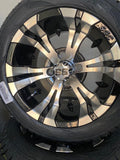 12” Vampire Golf Cart Wheels Mounted to 215/40-12 Low Profile Tires
