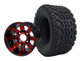 10" Tempest Red-Black Wheels & Tire Combo