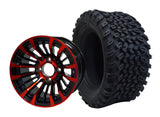 12" Matador Red-Black Wheels & Tire Combo