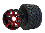 12" Tempest Red-Black Wheels & Tire Combo
