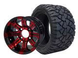 12" Tempest Red-Black Wheels & Tire Combo