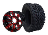 12" Tempest Red-Black Wheels & Tire Combo