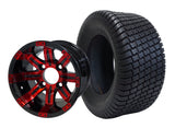 12" Tempest Red-Black Wheels & Tire Combo