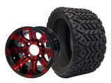 12" Tempest Red-Black Wheels & Tire Combo