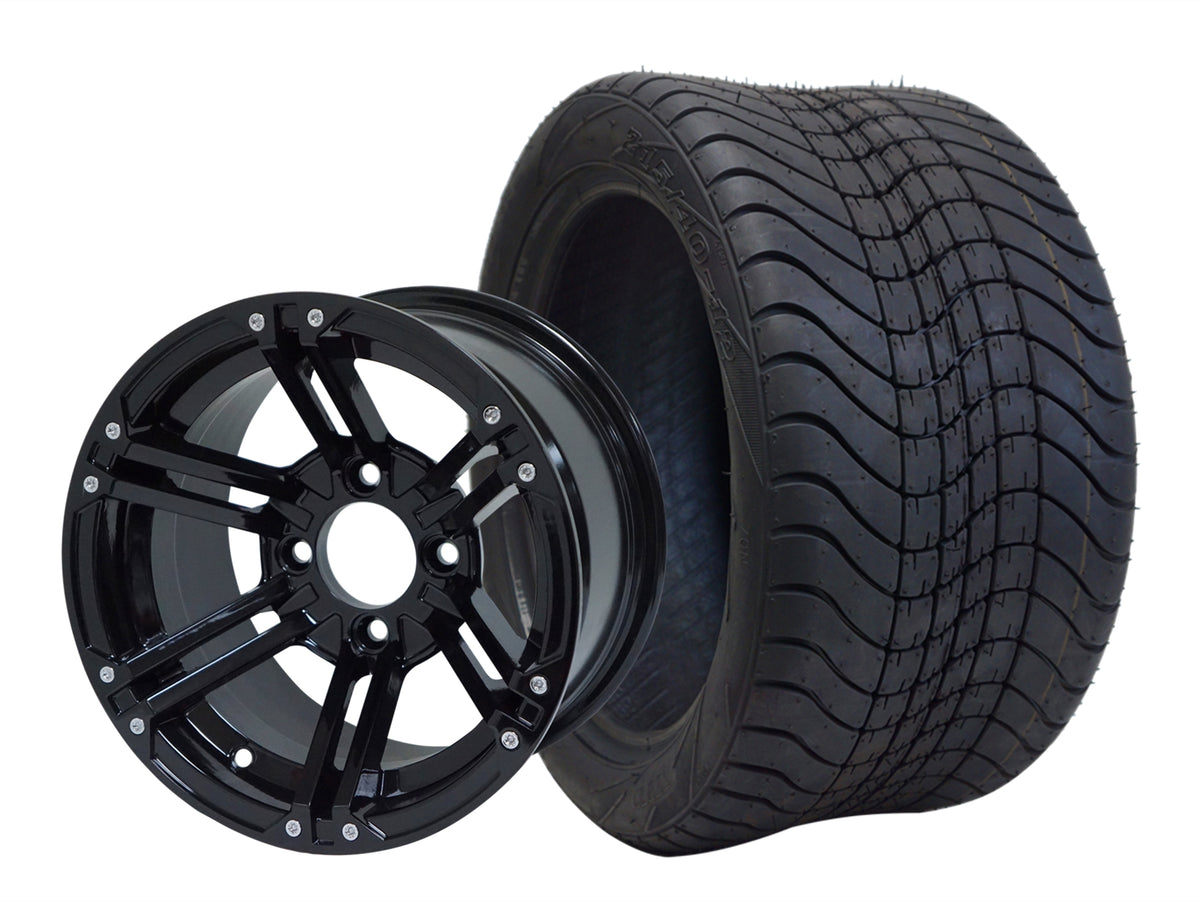 12" Terminator Black Wheels & Tire Combo The Golf Cart Farm