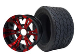 12" Vampire Red Black Wheels & Tire Combo