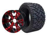 12" Vampire Red Black Wheels & Tire Combo