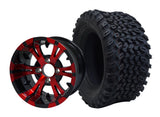 12" Vampire Red Black Wheels & Tire Combo