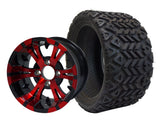 12" Vampire Red Black Wheels & Tire Combo