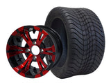 12" Vampire Red Black Wheels & Tire Combo