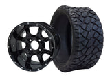 14" Night Stalker Black Wheels & Tire Combo