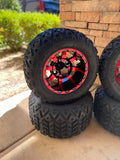 Custom 10” Golf Cart Wheels mounted to All Terrain Tires