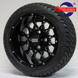 12" BLACK 'VENOM' GOLF CART WHEELS / RIMS and 215/40-12 LOW PROFILE TIRES (4)