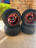 Custom 10” Golf Cart Wheels mounted to All Terrain Tires