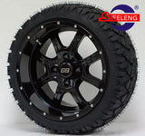 14" NIGHT STALKER GOLF CART WHEELS and 20" STINGER ALL TERRAIN TIRES DOT RATED