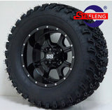 12" NIGHT STALKER ALUMINUM GOLF CART WHEELS and 23" AT TIRES (SET OF 4)
