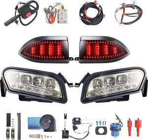NOKINS for Club Car Tempo LED Light Kit, Golf Cart Deluxe Headlight, Low/High Beam Adjustment,QC3.0 USB Charging, Turn Signal, Tail Light, 20A DC Converter