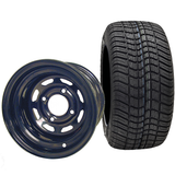 10" Steel, Black 8 Window, 10x7 3:4 offset Wheel & Tire Combo