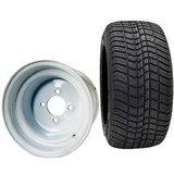 10" Steel, White, 10x7 3:4 offset Wheel & Tire Combo