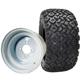 10" Steel, White, 10x7 3:4 offset Wheel & Tire Combo