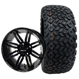 14" RHOX RX275, Gloss Black Wheel & Tire Combo