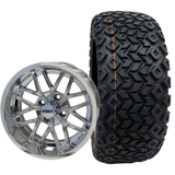 14" RHOX RX281, Chrome w/ Center Cap Wheel & Tire Combo