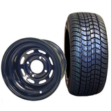 10" Steel, Black 8 Window, 10x7 3:4 offset Wheel & Tire Combo