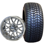 14" RHOX RX281, Chrome w/ Center Cap Wheel & Tire Combo