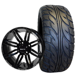 14" RHOX RX275, Gloss Black Wheel & Tire Combo