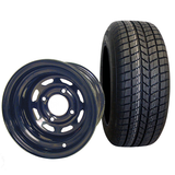 10" Steel, Black 8 Window, 10x7 3:4 offset Wheel & Tire Combo
