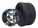 SGC 12″ Vampire Machined/Gunmetal Wheel – Aluminum Alloy / STEELENG 215/40-12 Low Profile Tire DOT Approved (SET of 4)