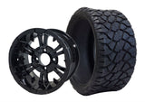 SGC 14″ Vampire Glossy Black Wheel – Aluminum Alloy / STEELENG 20″x8.5″-14″ STINGER Hybrid AT Tire DOT approved (SET of 4)