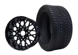SGC 14″ Venom Glossy Black Wheel – Aluminum Alloy / STEELENG 205/30-14 Low Profile Tire DOT approved (SET of 4)