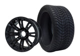 SGC 14″ Voodoo Glossy Black Wheel – Aluminum Alloy / STEELENG 205/30-14 Low Profile Tire DOT approved (SET of 4)