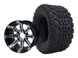 SGC 10″ Tempest Machined/Black Wheel – Aluminum Alloy / STEELENG 20″x10″-10″ All Terrain Tire DOT approved (SET of 4)