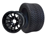 SGC 12″ Lizard Glossy Black Wheel – Aluminum Alloy / STEELENG 215/40-12 Low Profile Tire DOT Approved (SET of 4)