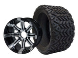 SGC 12″ Tempest Machined Black Wheel – Aluminum Alloy / STEELENG 18″x8.5″-12″ All-Terrain Tire DOT approved (SET of 4)