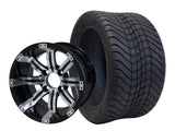SGC 12″ Tempest Machined Black Wheel – Aluminum Alloy / STEELENG 215/40-12 Low Profile Tire DOT Approved (SET of 4)