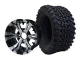 SGC 12″ Vampire Machined Black Wheel – Aluminum Alloy / STEELENG 23″x10.5″-12″ All Terrain Tire (SET of 4)