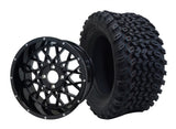 SGC 12″ Venom Glossy Black Wheel – Aluminum Alloy / STEELENG 23″x10.5″-12″ All Terrain Tire (SET of 4)