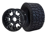 SGC 14″ Vampire Glossy Black Wheel – Aluminum Alloy / STEELENG 22″x10.5″-14″ GATOR All Terrain Tire DOT Approved (SET of 4)