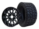 SGC 14″ Venom Glossy Black Wheel – Aluminum Alloy / STEELENG 22″x10.5″-14″ GATOR Hybrid AT Tire DOT approved (SET of 4)