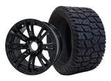 SGC 14″ Voodoo Glossy Black Wheel – Aluminum Alloy / STEELENG 22″x10.5″-14″ GATOR Hybrid AT Tire DOT approved (SET of 4)