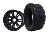 SGC 14″ Voodoo Glossy Black Wheel – Aluminum Alloy / STEELENG 23″x10″-14″ All Terrain Tire DOT approved (SET of 4)
