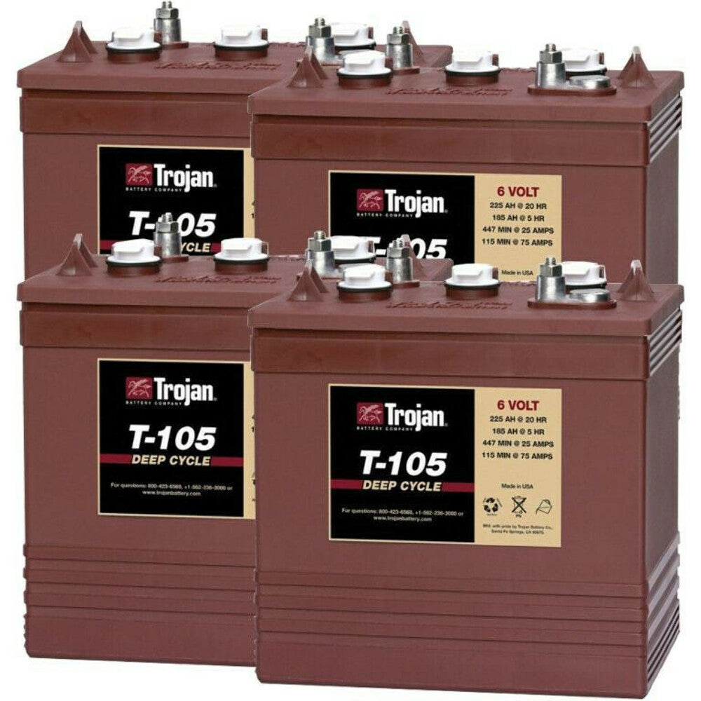 6 Volt Scissor Lift/Floor Scrubber Batteries - Trojan T-105 (4 Pack, 2 ...