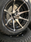 12” Kraken Golf Cart Wheels Mounted to 215/40-12 Low Profile Tires