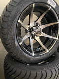 12” Kraken Golf Cart Wheels Mounted to 215/40-12 Low Profile Tires