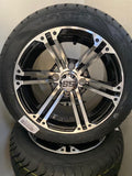 12” Terminator Golf Cart Wheels Mounted to 215/40-12 Low Profile Tires