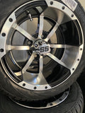 12” Storm Trooper Golf Cart Wheels Mounted to 215/40-12 Low Profile Tires