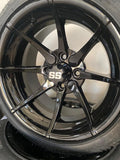 14” HYDRA BLACK GOLF CART WHEELS MOUNTED TO 205/30-14 LOW PROFILE TIRES